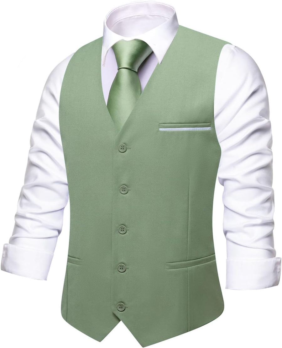 Men's Covered-Button V-Neck Vest
