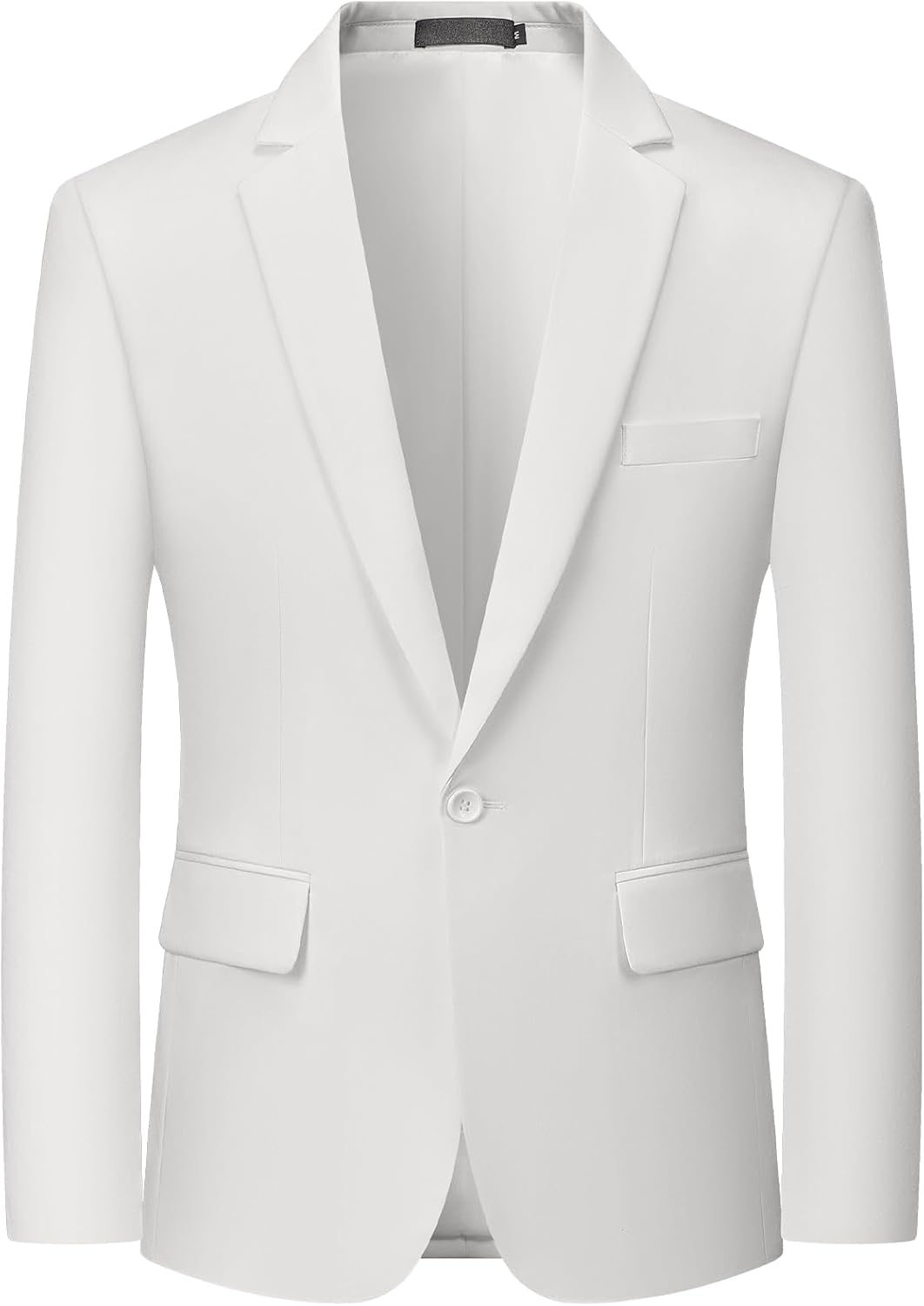 Men's One-Button Suit Jacket - Slim Fit Solid Colour Blazer and Lightweight Sport Coat - Black