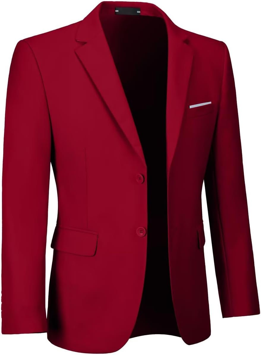 Men's Slim Fit Suit Jacket - Single-Breasted Two-Button Blazer with Pockets for Weddings and Prom - Small (13)