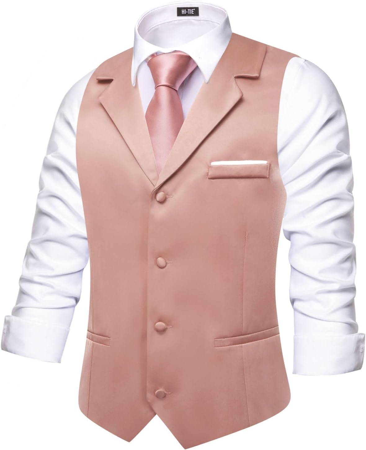 Men's Formal Suit Vest - Solid V-Neck Waistcoat with Three Pockets for Business and Weddings - Small