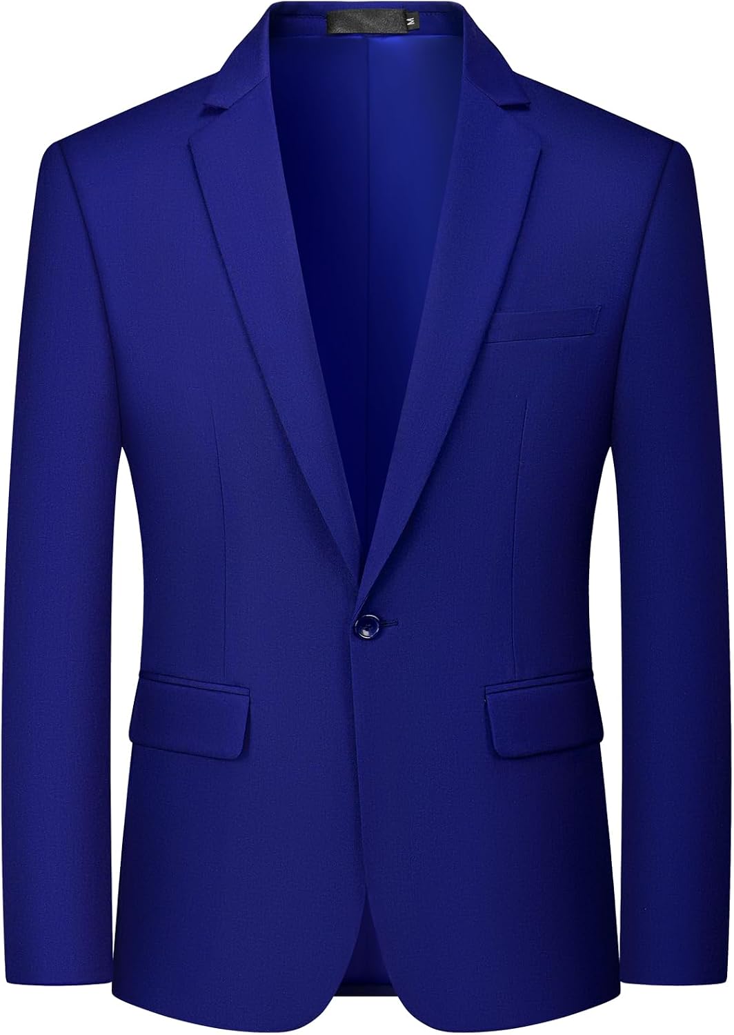 Men's One-Button Suit Jacket - Slim Fit Solid Colour Blazer and Lightweight Sport Coat - Black