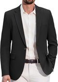 Men's One-Button Slim Fit Blazer - Notched Lapel Sport Coat with Double Vents for Weddings and Business - Black