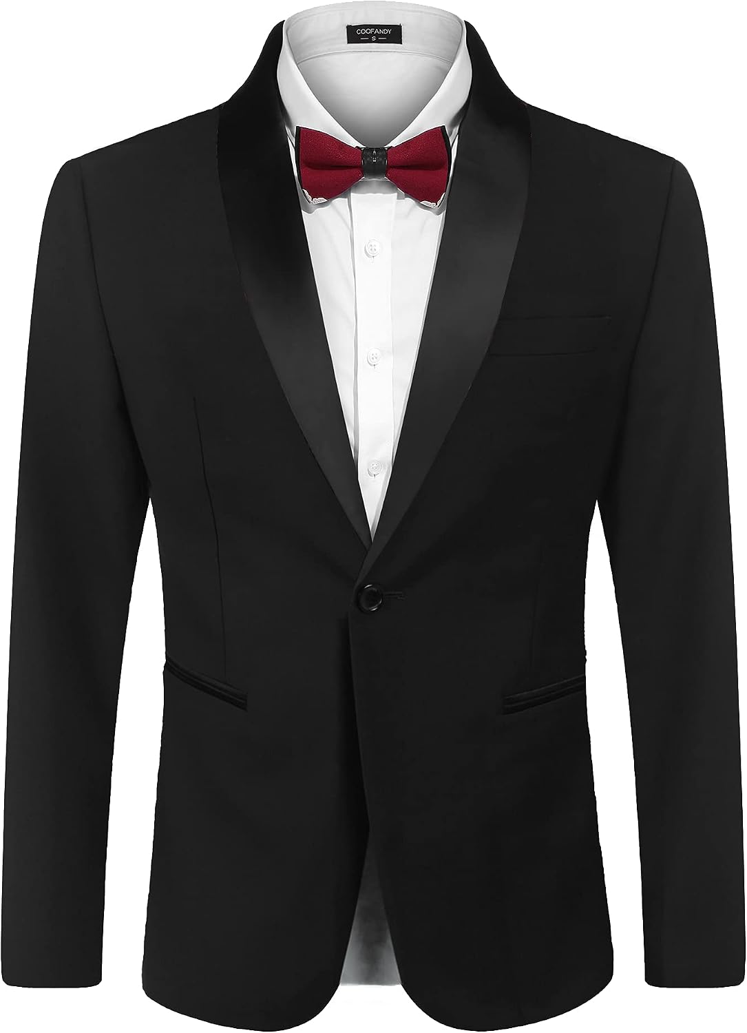 Men's One-Button Tuxedo Jacket - Dinner and Smoking Jacket for Weddings and Evening Events - Small