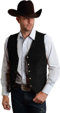Men's Suede Leather Vest - Vintage Slim Fit Cowboy Waistcoat for Weddings, Proms and Dinners - Small