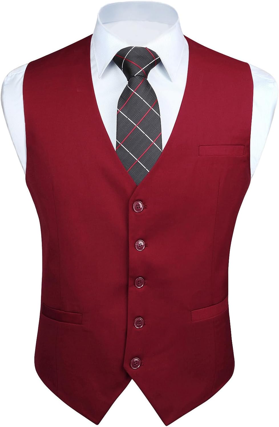 Men's Slim Fit Suit Vest - Three-Pocket Waistcoat for Business, Weddings, Prom and Tuxedo Wear - Small