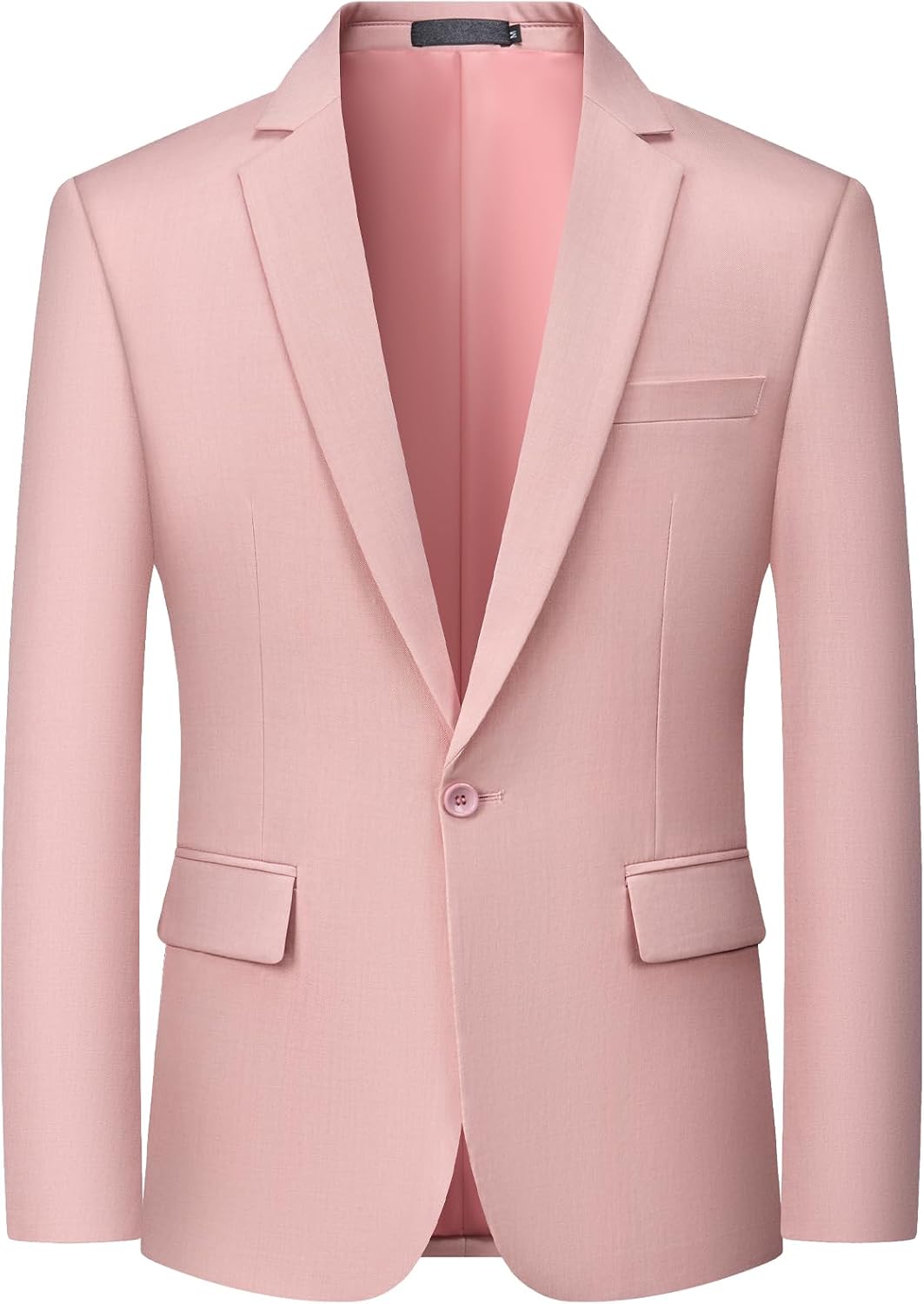 Men's One-Button Suit Jacket - Slim Fit Solid Colour Blazer and Lightweight Sport Coat - Blue Grey