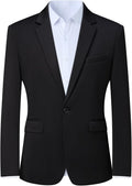 Men's Wrinkle-Free Sport Coat - Slim Fit One-Button Lightweight Travel Blazer for Business Trips - Black