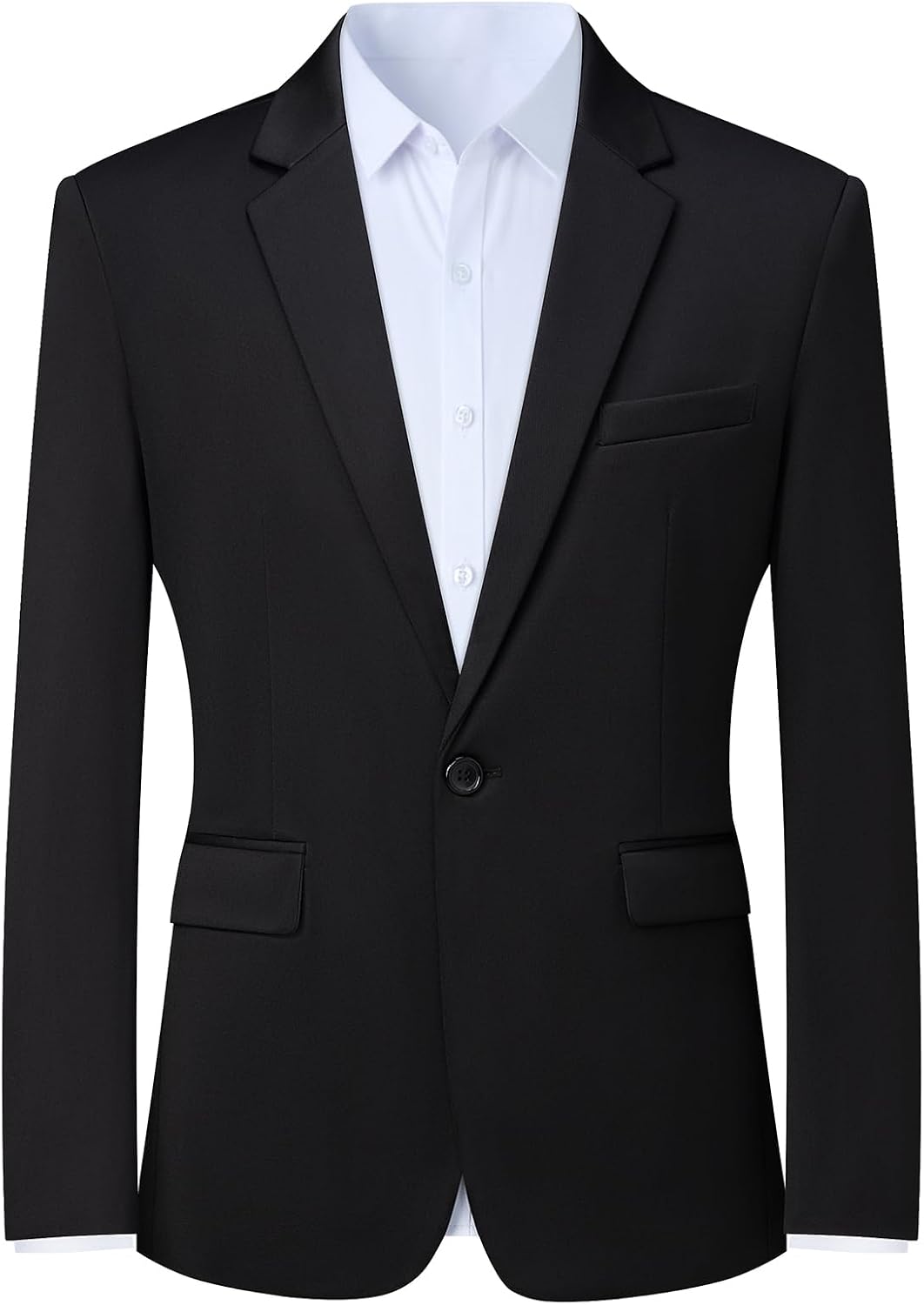 Men's Wrinkle-Free Sport Coat - Slim Fit One-Button Lightweight Travel Blazer for Business Trips - Black