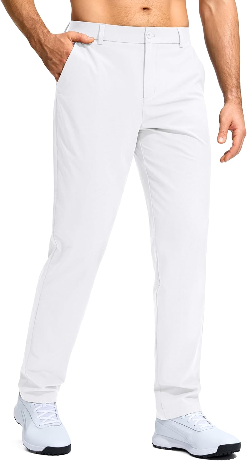 Men's Stretch Golf Pants - Lightweight Classic Fit Flat Front Trousers with Four Pockets - 33W x 32L