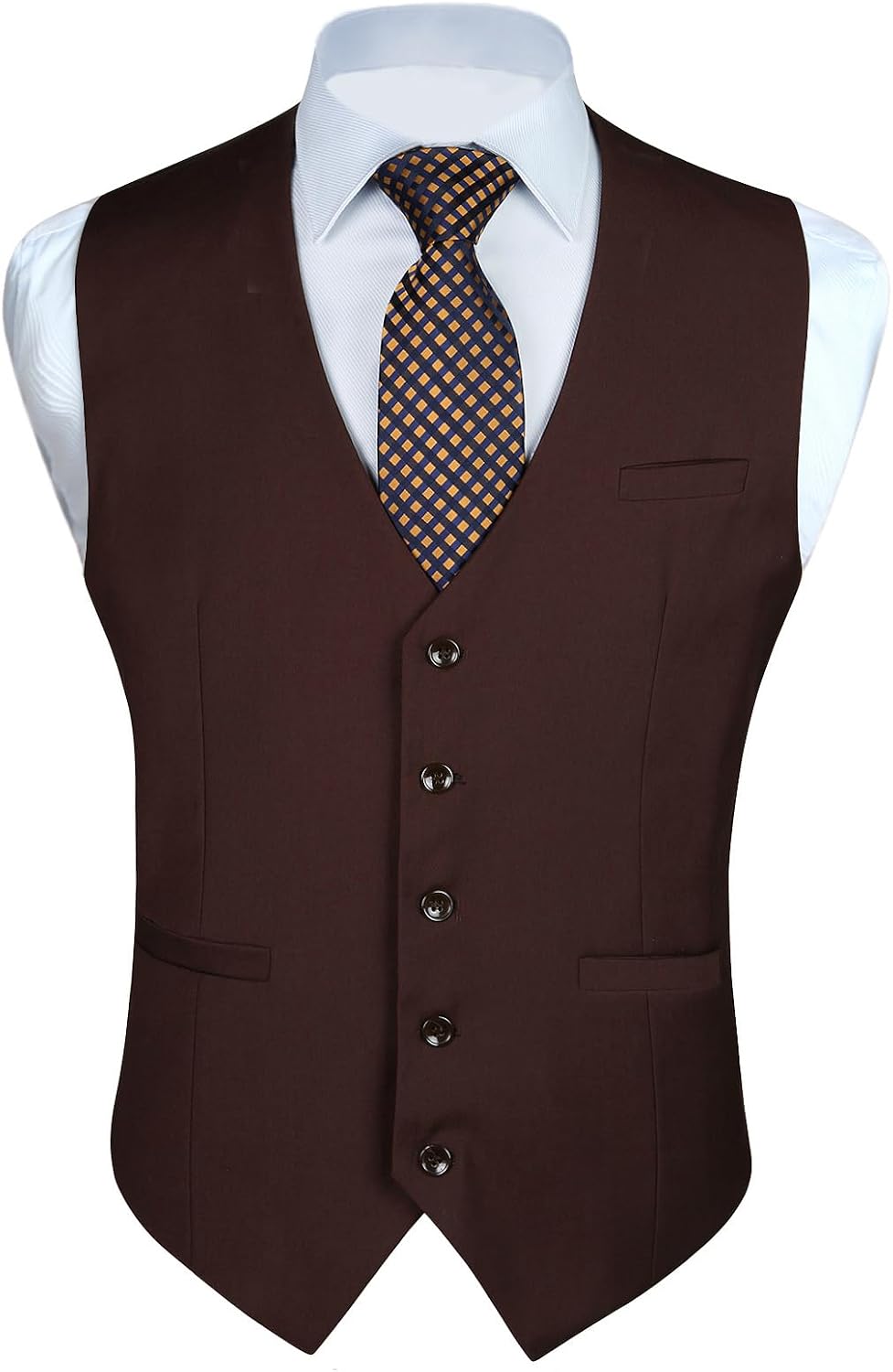 Men's Solid Colour Suit Vest - Business Formal Dress Waistcoat for Suits and Tuxedos - Medium