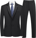 Men's Modern Fit Two-Piece Suit - Single-Breasted Notch Lapel Jacket with Flap and Chest Pockets - Small