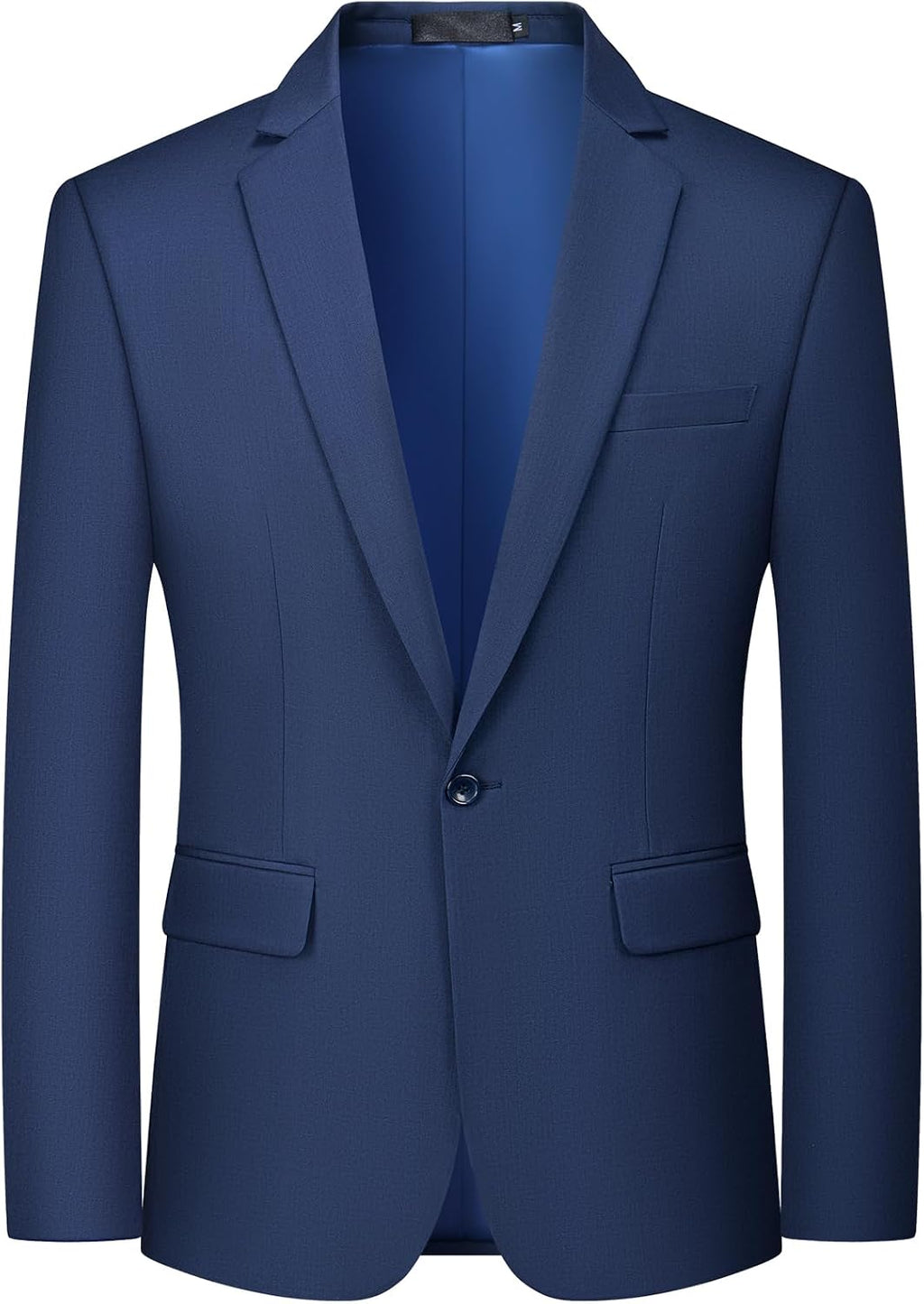 Men's One-Button Suit Jacket - Slim Fit Solid Colour Blazer and Lightweight Sport Coat - Blue Grey