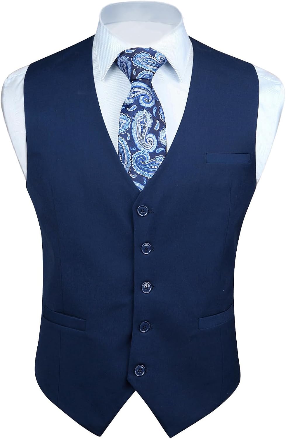 Men's Slim Fit Suit Vest - Three-Pocket Waistcoat for Business, Weddings, Prom and Tuxedo Wear - Small