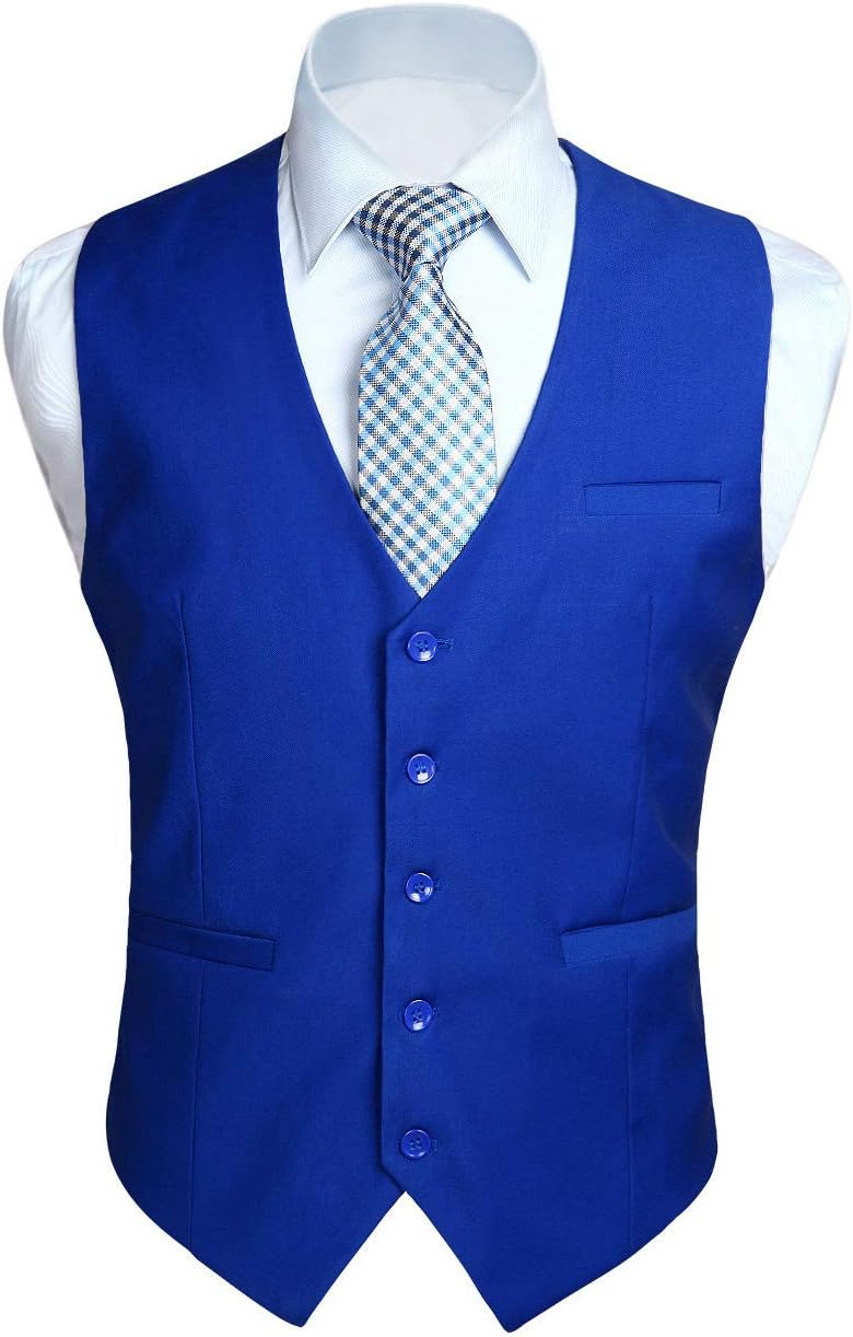 Men's Slim Fit Suit Vest - Three-Pocket Waistcoat for Business, Weddings, Prom and Tuxedo Wear - Small (13)