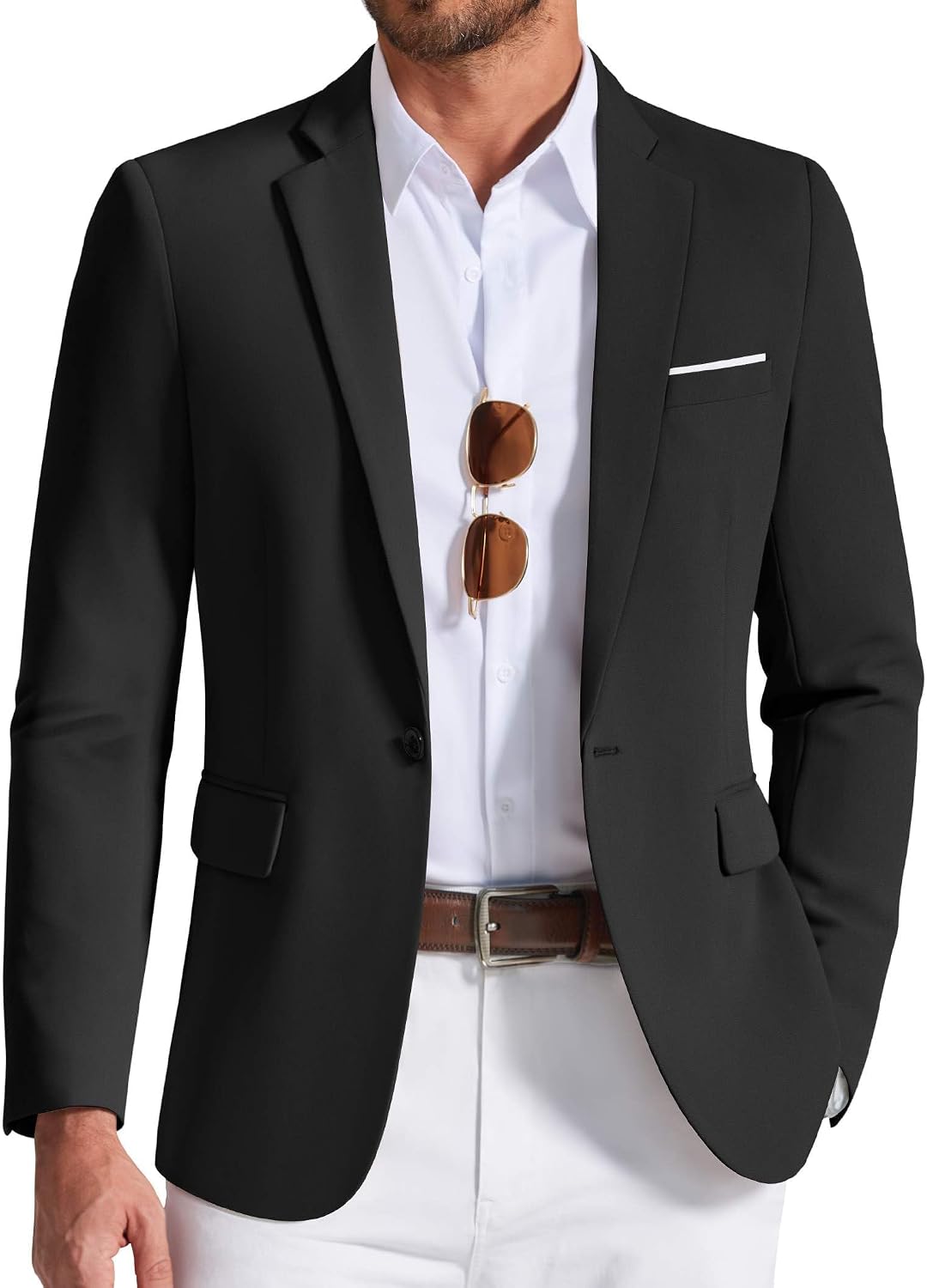 Men's Lightweight One-Button Blazer - Casual Sport Coat and Suit Jacket for Everyday Wear - 36