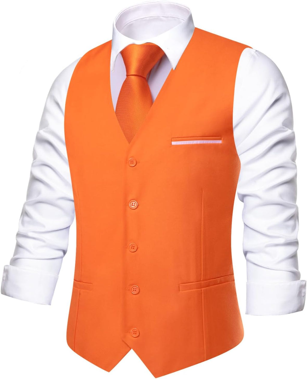 Men's Formal Suit Vest - Solid V-Neck Waistcoat with Three Pockets for Business and Weddings - Large