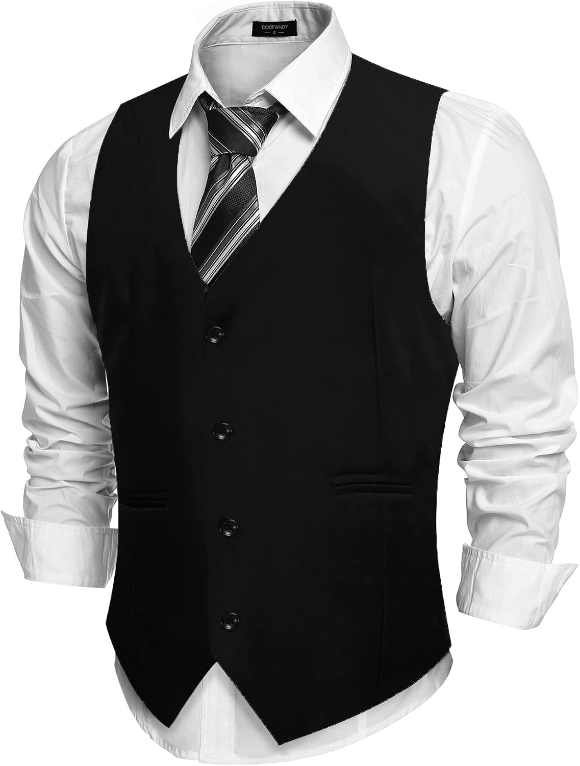 Men's Slim Fit Suit Vest - Lightweight Business Waistcoat for Casual and Formal Layering - Small