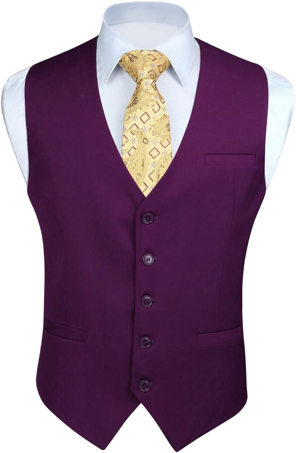 Men's Slim Fit Suit Vest - Three-Pocket Waistcoat for Business, Weddings, Prom and Tuxedo Wear - Small