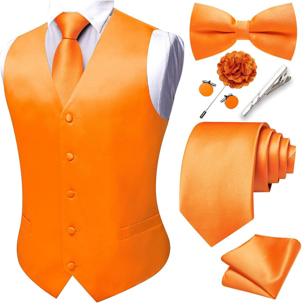Men's Eight-Piece Suit Vest Set - Jacquard Waistcoat with Tie, Bow Tie, Cufflinks and Lapel Pin - XX-Large
