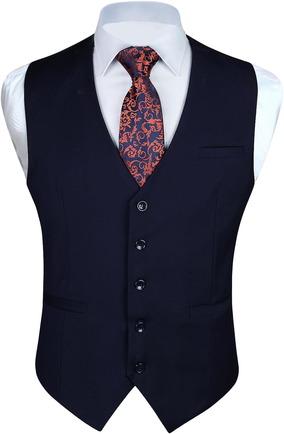 Men's Solid Colour Suit Vest - Business Formal Dress Waistcoat for Suits and Tuxedos - Small