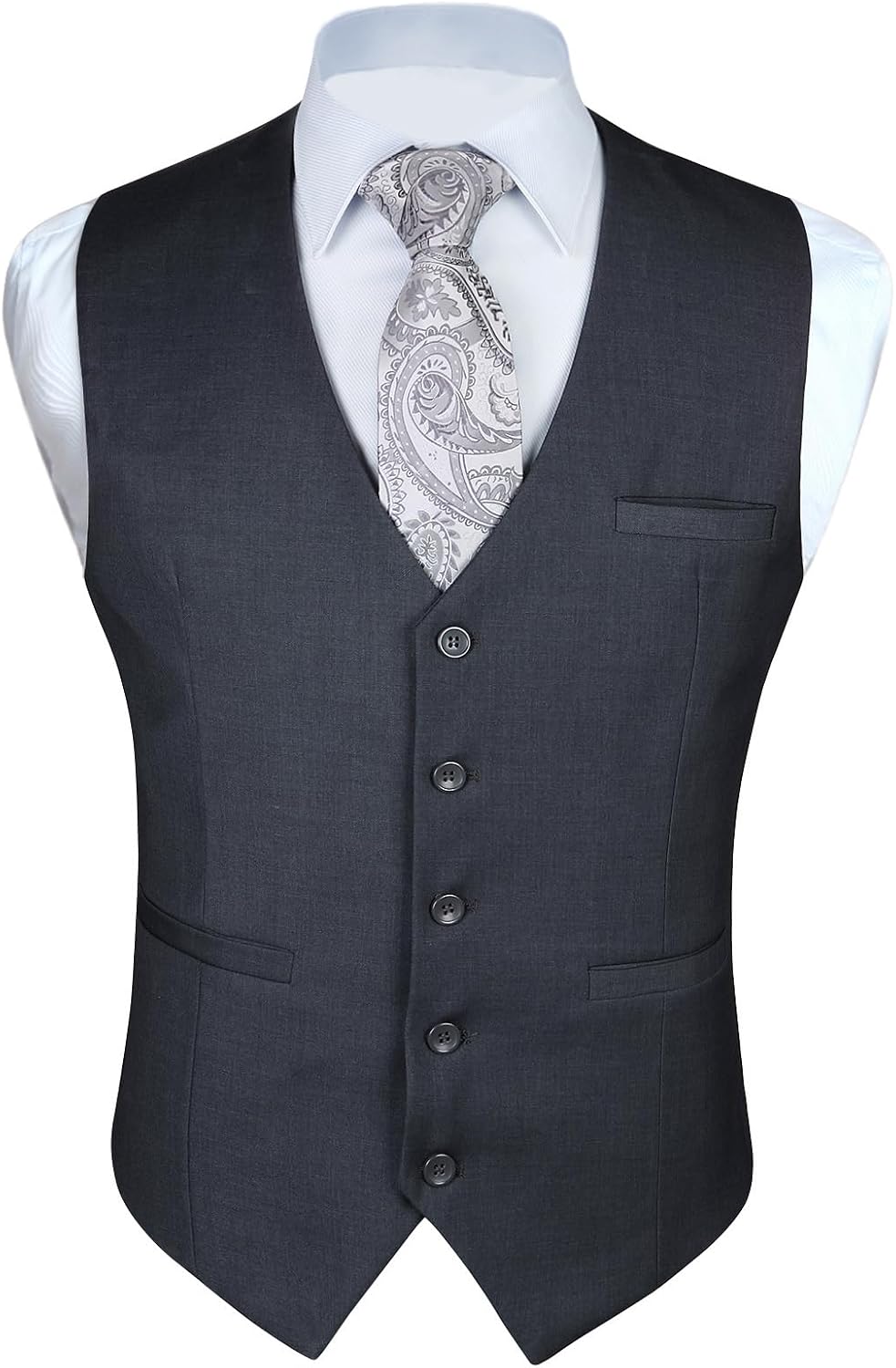 Men's Solid Colour Suit Vest - Business Formal Dress Waistcoat for Suits and Tuxedos - Small (10)