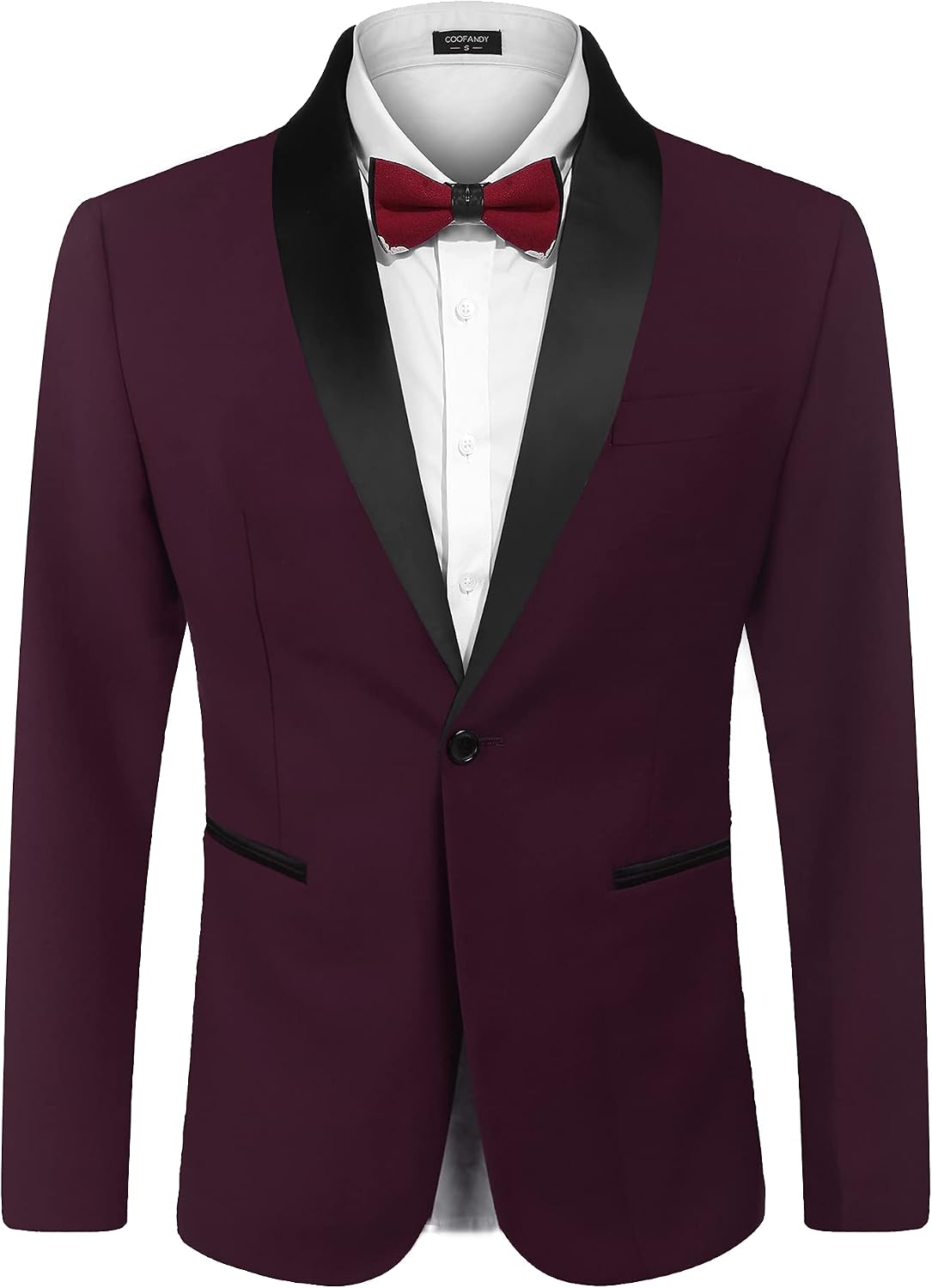 Men's One-Button Tuxedo Jacket - Dinner and Smoking Jacket for Weddings and Evening Events - Small
