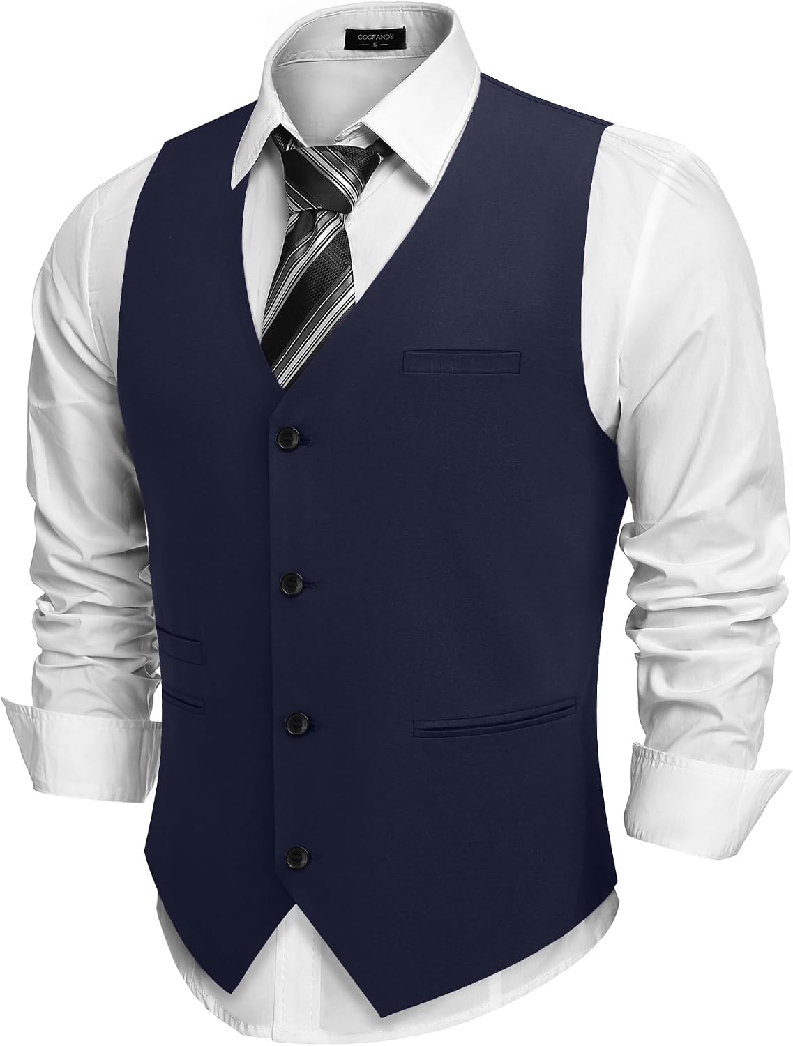 Men's Slim Fit Suit Vest - Lightweight Business Waistcoat for Casual and Formal Layering - Medium