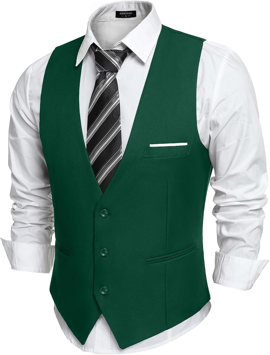 Men's Slim Fit Suit Vest - Formal Dress Waistcoat for Business Wear, Suits and Tuxedos - Dark Gray