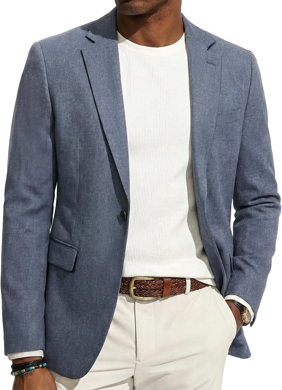 Men's Casual One-Button Blazer - Lightweight Business Sport Coat and Suit Jacket for the Office - Black