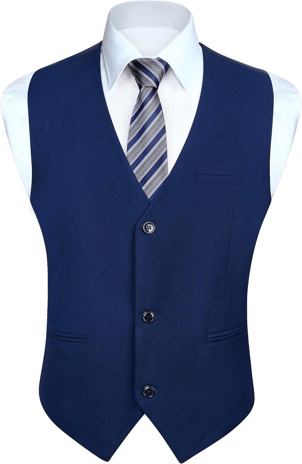 Men's Solid Suit Vest - Business Formal Dress Waistcoat for Weddings, Tuxedo Wear and Parties - Small (11)