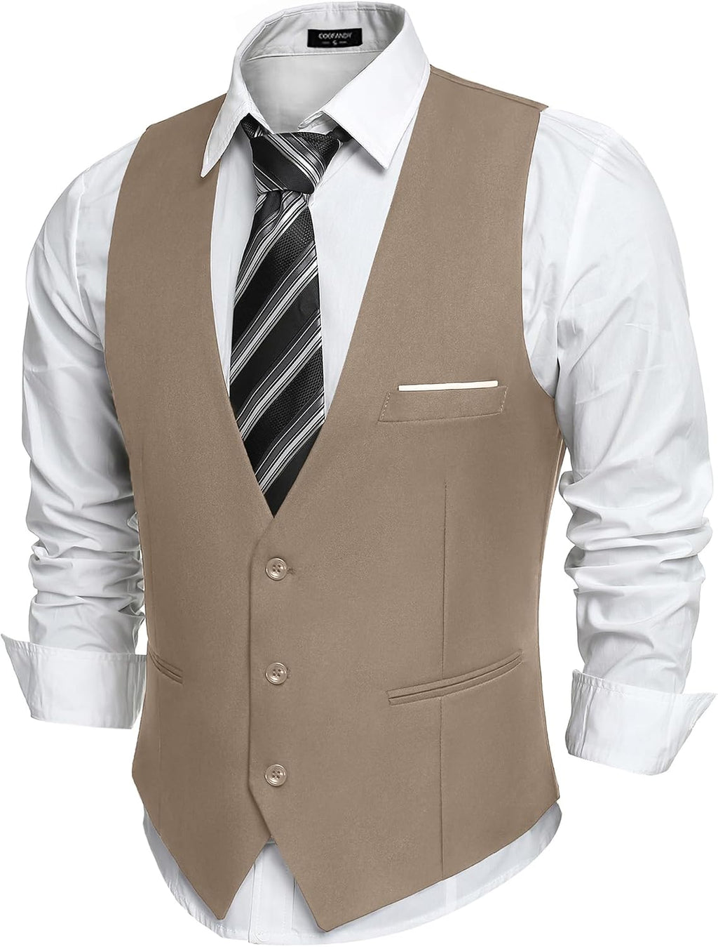 Men's Slim Fit Suit Vest - Formal Dress Waistcoat for Business Wear, Suits and Tuxedos - Dark Gray