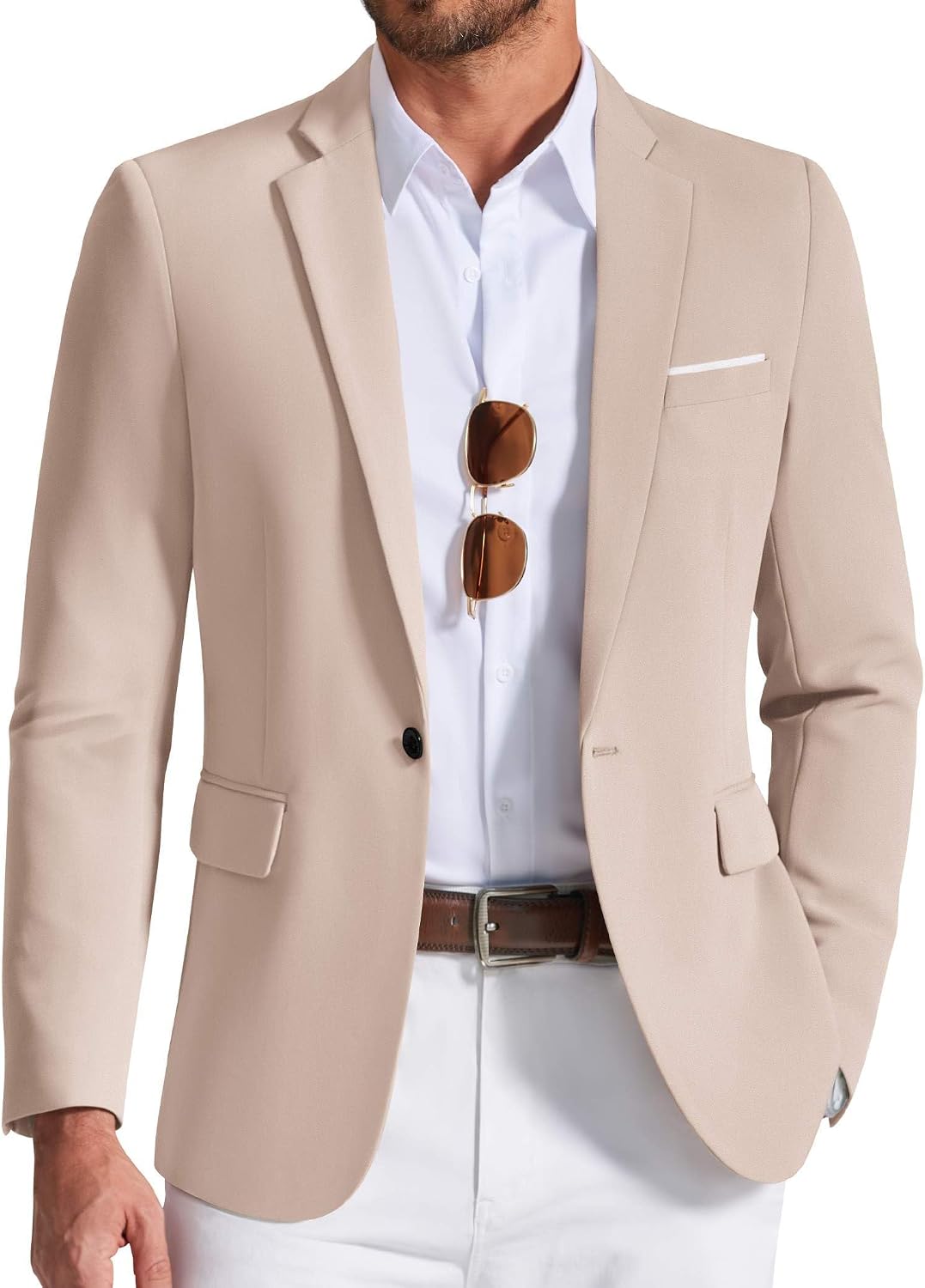 Men's Lightweight One-Button Blazer - Casual Sport Coat and Suit Jacket for Everyday Wear - 36