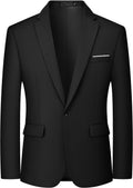 Men's One-Button Solid Colour Blazer - Slim Fit Lightweight Suit Jacket and Casual Sport Coat - Black