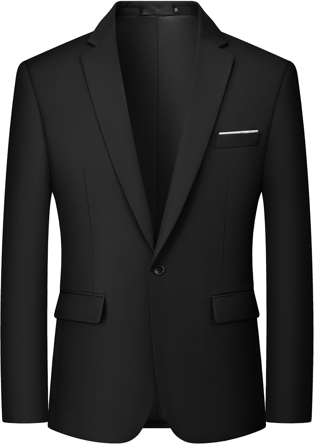 Men's One-Button Solid Colour Blazer - Slim Fit Lightweight Suit Jacket and Casual Sport Coat - Black
