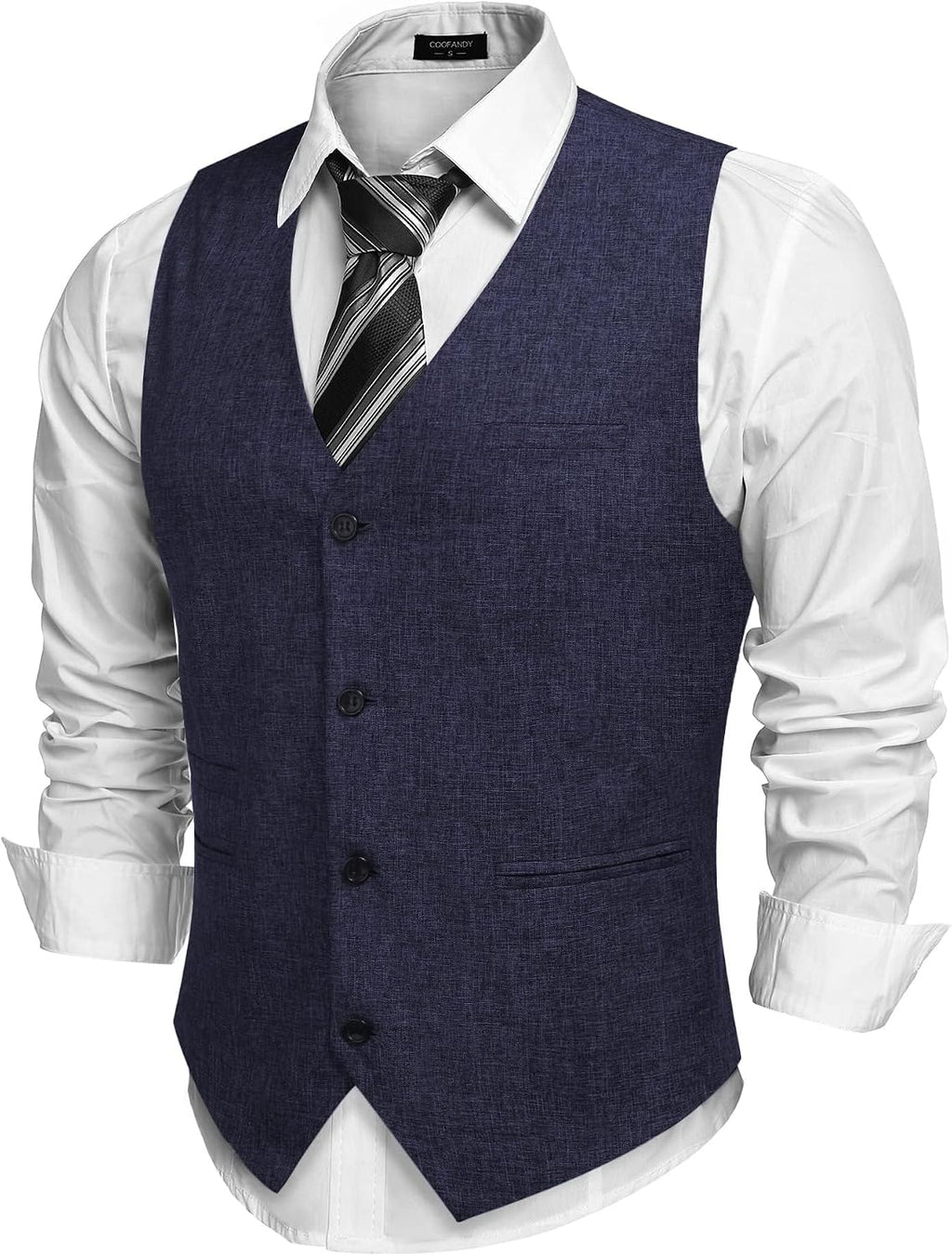 Men's Slim Fit Suit Vest - Lightweight Business Waistcoat for Casual and Formal Layering - Large