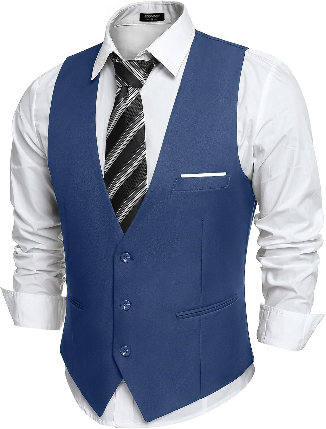 Men's Slim Fit Suit Vest - Formal Dress Waistcoat for Business Wear, Suits and Tuxedos - Dark Gray (10)