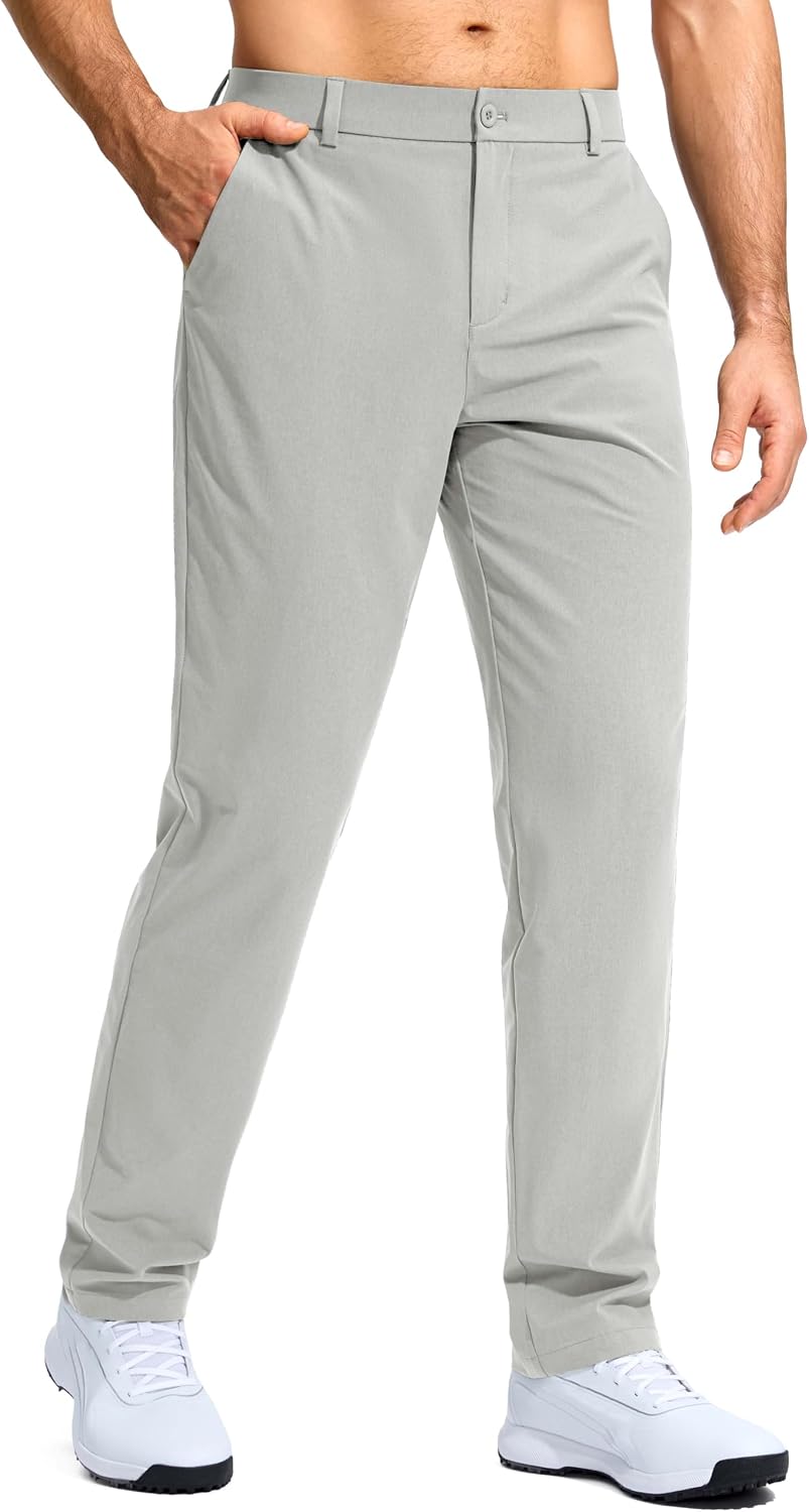 Men's Stretch Golf Pants - Lightweight Classic Fit Flat Front Trousers with Four Pockets - 33W x 32L