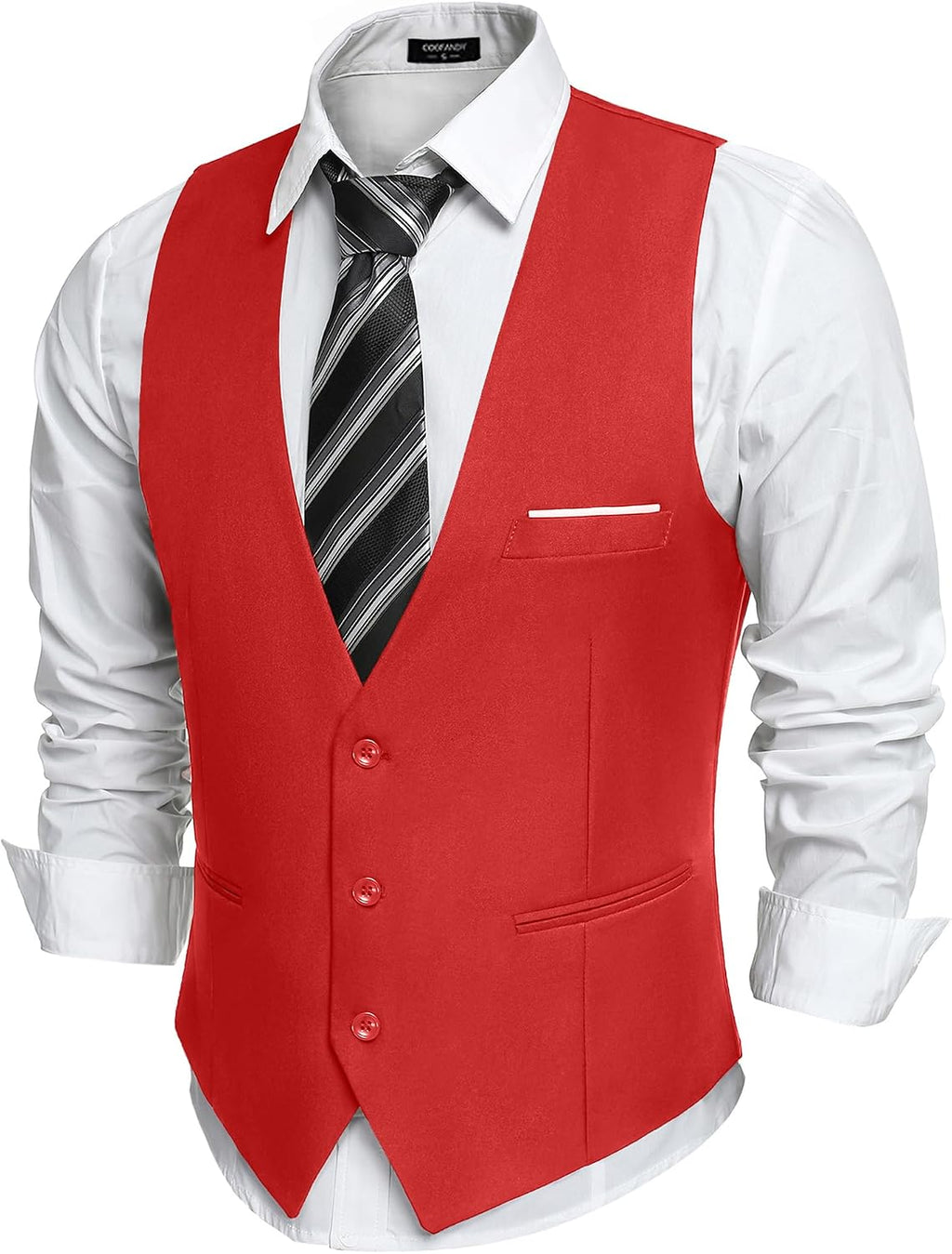 Men's Slim Fit Suit Vest - Formal Dress Waistcoat for Business Wear, Suits and Tuxedos - Army Green