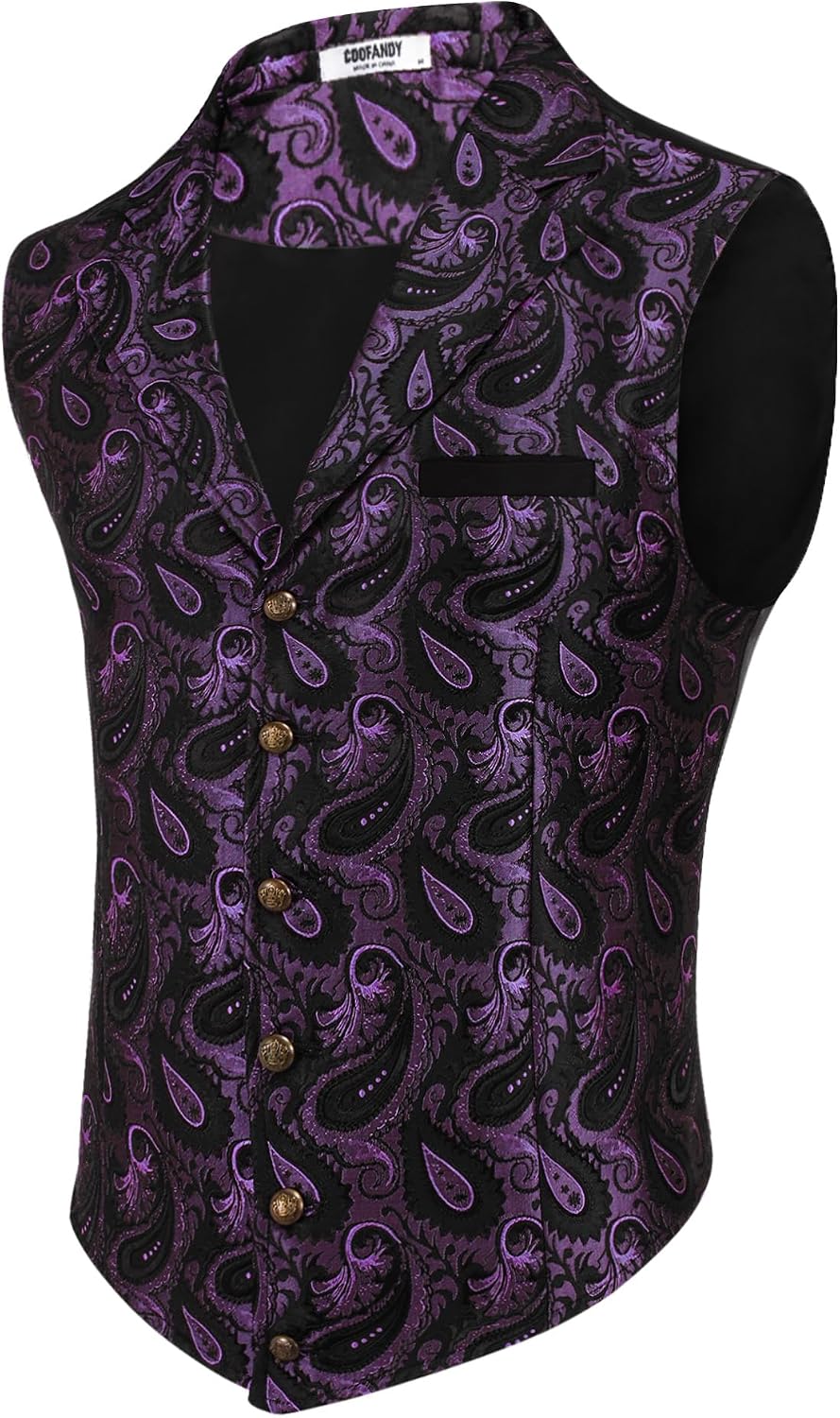 Men's Paisley Floral Suit Vest - Victorian Gothic Waistcoat with Notched Lapels for Tuxedo Wear - Small