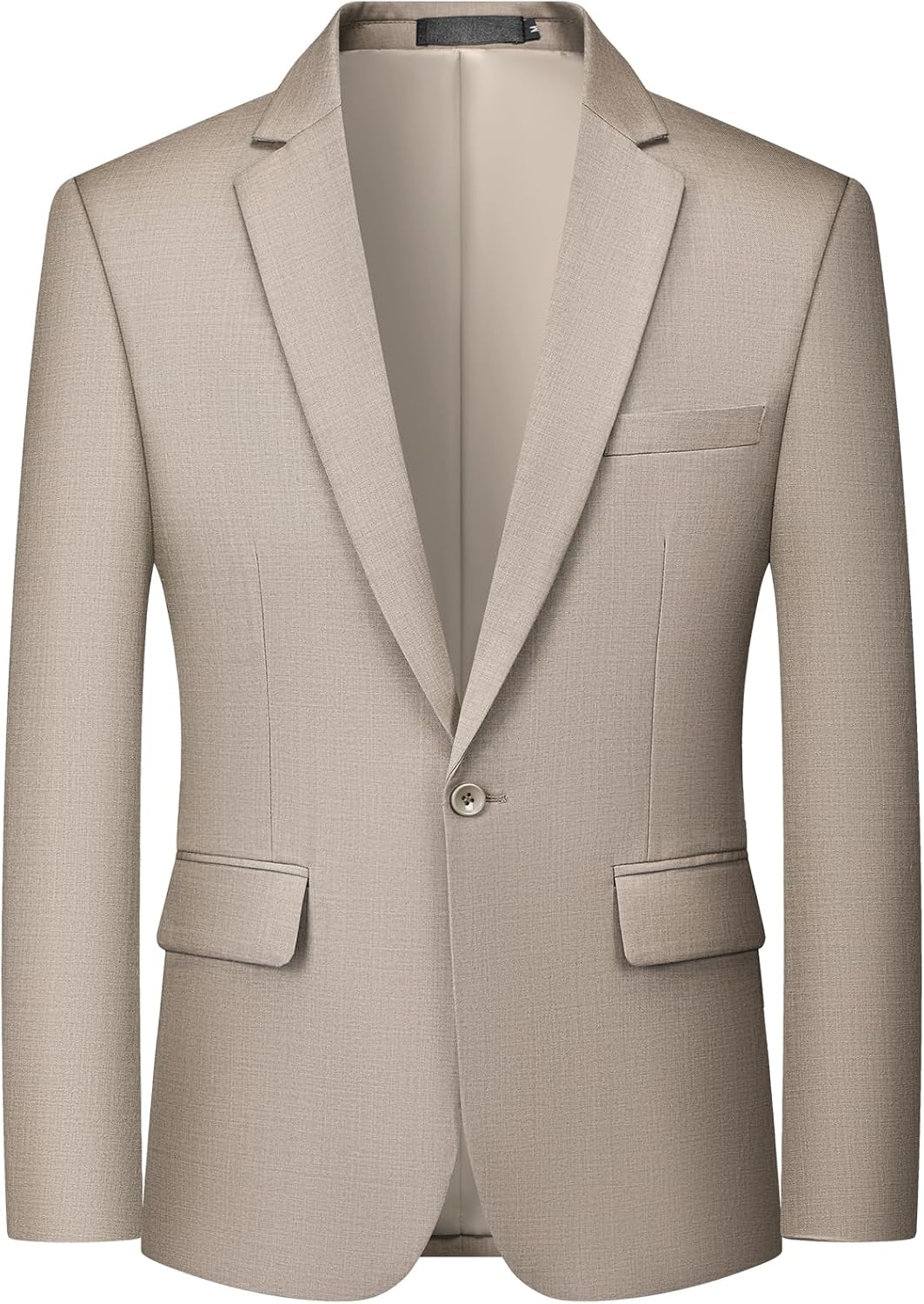 Men's One-Button Suit Jacket - Slim Fit Solid Colour Blazer and Lightweight Sport Coat - Blue Grey (12)