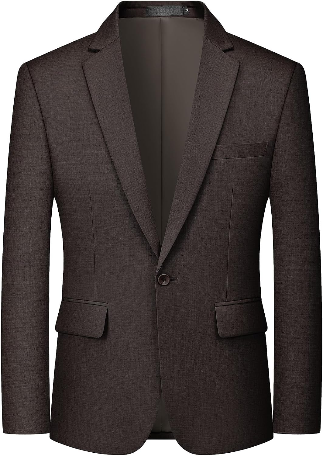 Men's One-Button Suit Jacket - Slim Fit Solid Colour Blazer and Lightweight Sport Coat - Black