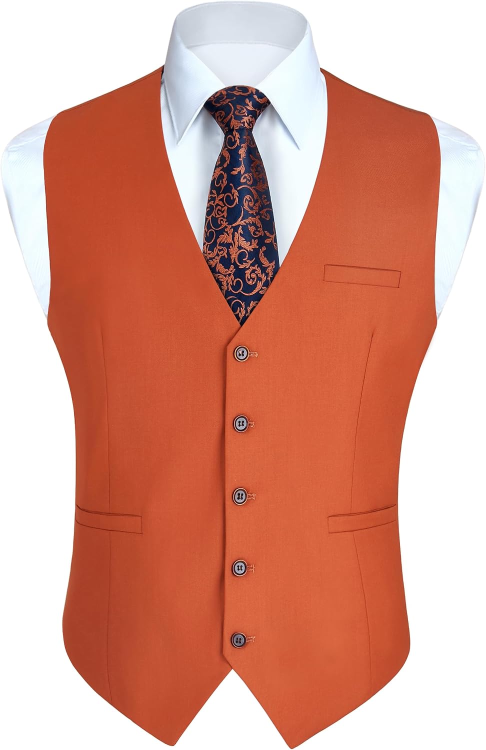 Men's Slim Fit Suit Vest - Three-Pocket Waistcoat for Business, Weddings, Prom and Tuxedo Wear - Medium