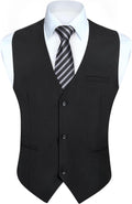 Men's Solid Suit Vest - Business Formal Dress Waistcoat for Weddings, Tuxedo Wear and Parties - Small