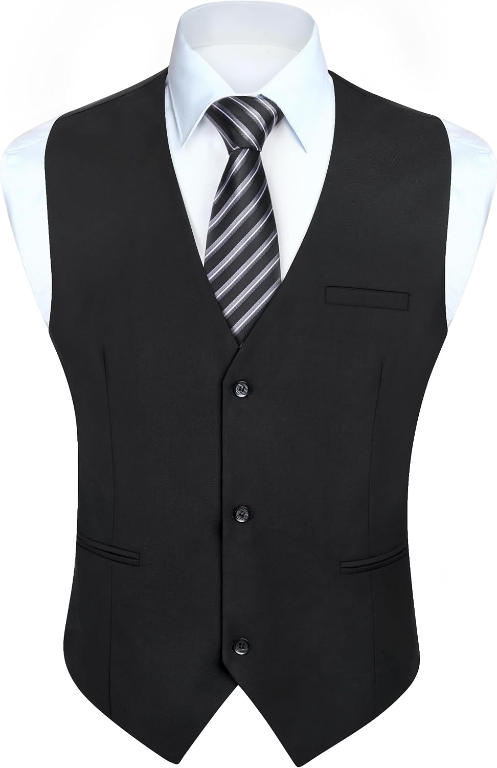 Men's Solid Suit Vest - Business Formal Dress Waistcoat for Weddings, Tuxedo Wear and Parties - Small