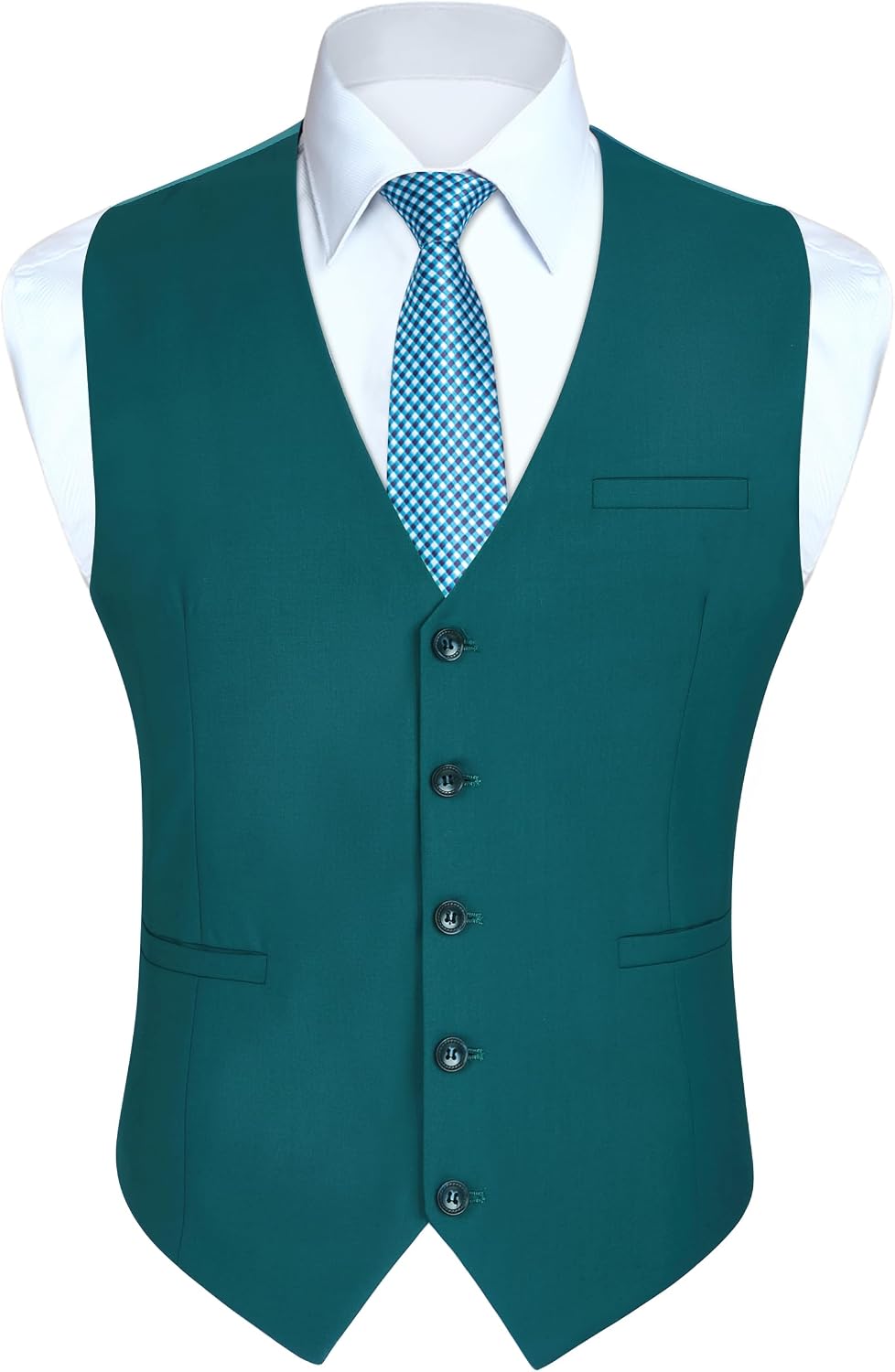 Men's Slim Fit Suit Vest - Three-Pocket Waistcoat for Business, Weddings, Prom and Tuxedo Wear - Small (9)