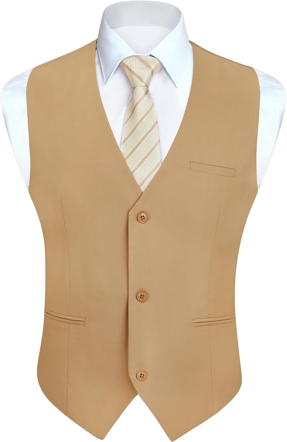 Men's Solid Suit Vest - Slim Fit Cotton-Blend Waistcoat with Three-Button Front and Pocket for Weddings - Small (13)