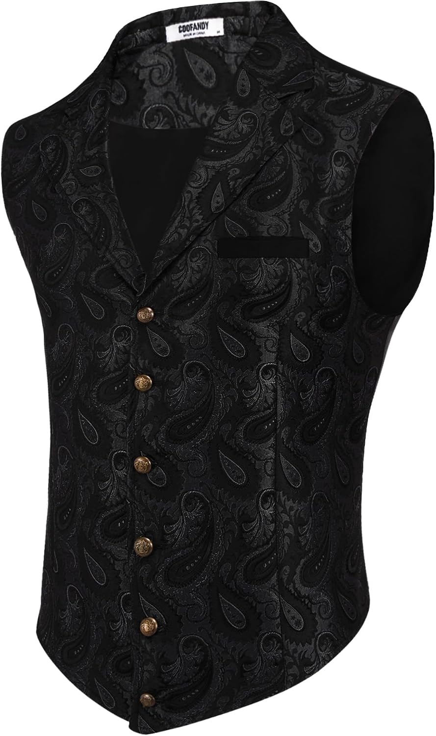 Men's Paisley Floral Suit Vest - Victorian Gothic Waistcoat with Notched Lapels for Tuxedo Wear - Small