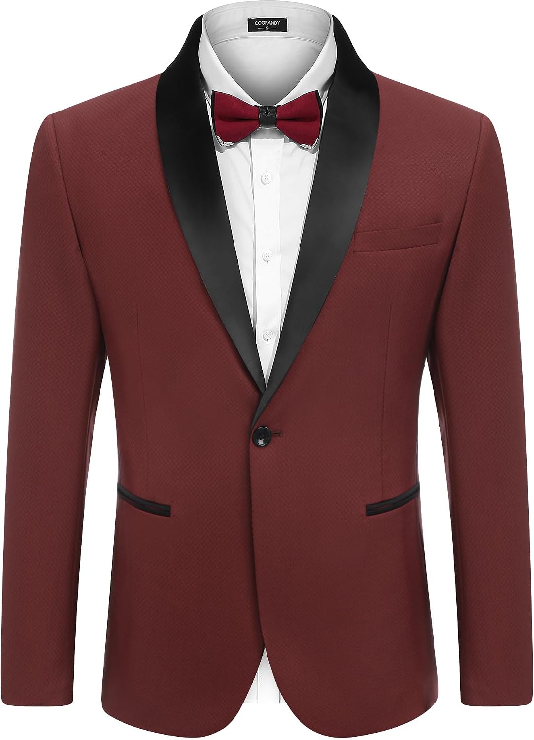 Men's One-Button Tuxedo Jacket - Dinner and Smoking Jacket for Weddings and Evening Events - Small