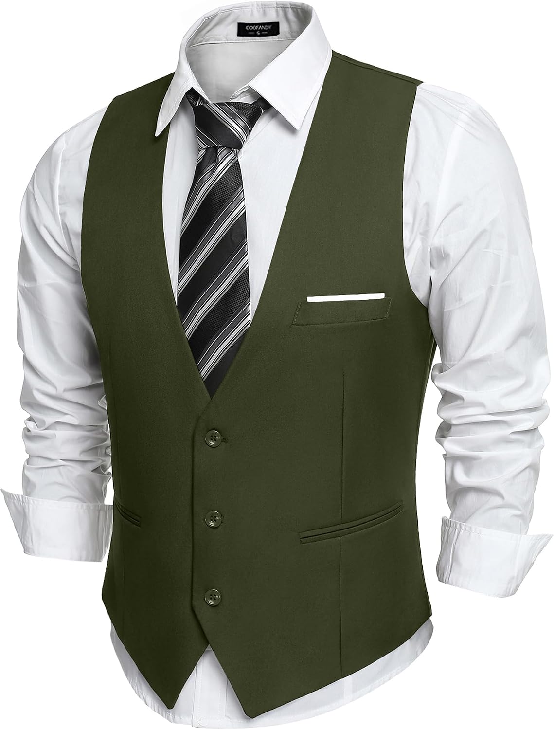 Men's Slim Fit Suit Vest - Formal Dress Waistcoat for Business Wear, Suits and Tuxedos - Dark Gray (16)