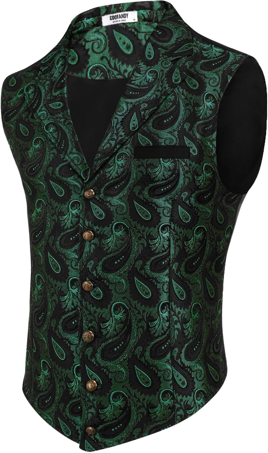 Men's Paisley Floral Suit Vest - Victorian Gothic Waistcoat with Notched Lapels for Tuxedo Wear - Small